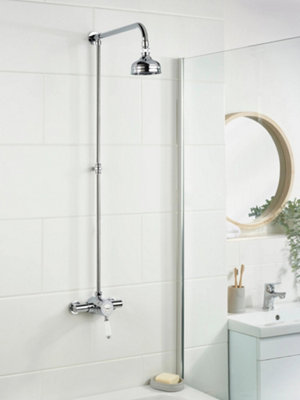Bristan Colonial Exposed Thermostatic Shower Valve Fixed Head Chrome Rigid Riser from B&Q
