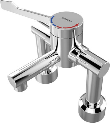 B&Q -  H64 Thermostatic Deck Mounted Hospital Tmv3 Basin Mixer Tap H64Dmt2