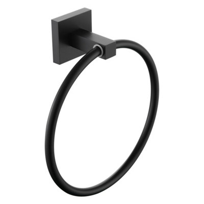 Bristan Sq Ring Blk Square Towel Ring Brass Black from B&Q