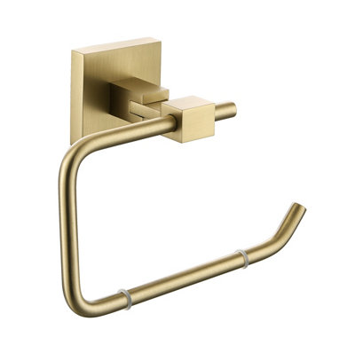 B&Q -  Square Toilet Roll Holder Brushed Brass