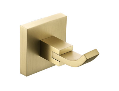 Bristan Square Robe Towel Hook Hanger Brushed Brass from B&Q