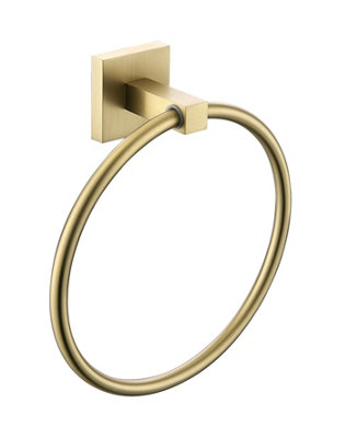 Bristan Square Towel Ring Holder Brushed Brass from B&Q