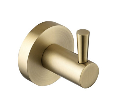 Bristan Round Robe Towel Hook Hanger Brushed Brass from B&Q