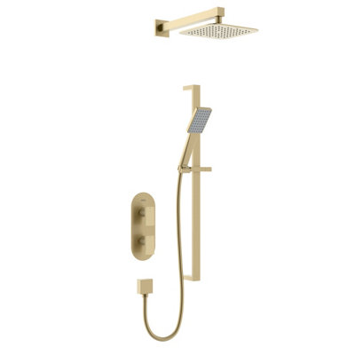 Bristan Tangram Brushed Brass Concealed Dual Control Shower Pack from B&Q