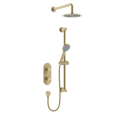 Bristan Saffron Brushed Brass Concealed Dual Control Shower Pack from B&Q