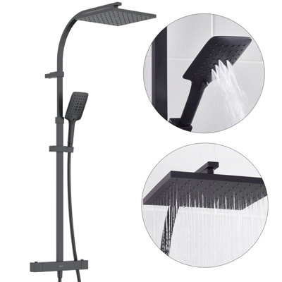 Bristan Quadrato Safe Touch Bar Shower Mixer Matt Black + Diverter Square from B&Q