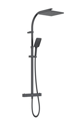 Bristan Qubo Safe Touch Thermostatic Rigid Riser Diverter Bar Shower Black from B&Q
