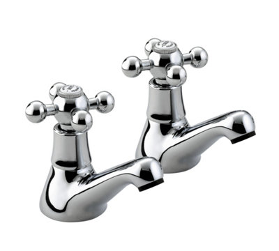Bristan Regency Basin Taps Chrome Basin Pillar Taps Pair 1/2" Tap Size 1