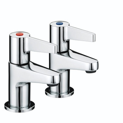 B&Q -  Dul 1/2 C Design Utility Lever Basin Taps Chrome Basin Pillar Taps Pair