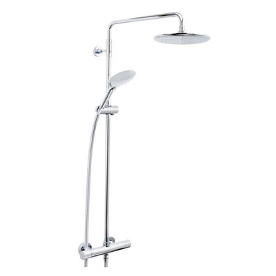 Bristan Carre Thermostatic Mixer Shower Round Exposed Fixed Twin Heads Chrome from B&Q