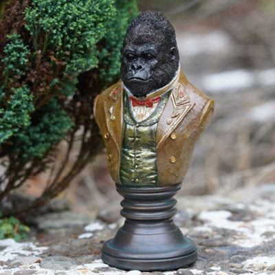 B&Q -  Gorilla Gentry Bust Resin Sculpture Home Garden Ornament Outdoor Admiral Decoration Monkey Ape Jungle Animal Gift