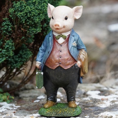 Burgess Gentleman Pig Resin Sculpture Home Garden Piggy Statue Outdoor Animal Ornament Farm Animals British Gift from B&Q