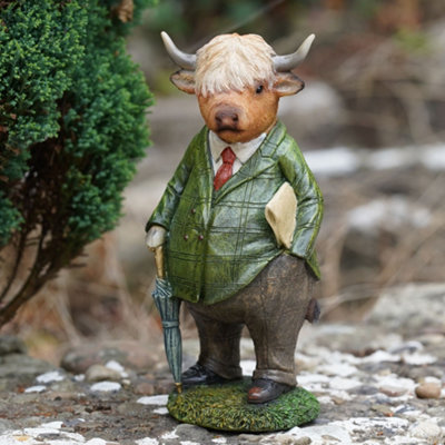 Burgess Highland Cow Resin Sculpture Home Garden British Animal Statue Outdoor Ornament from B&Q