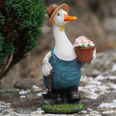 B&Q -  Madam Duck Resin Sculpture Home Garden British Jemima Statue Outdoor Ornament Decoration Goose British Gift