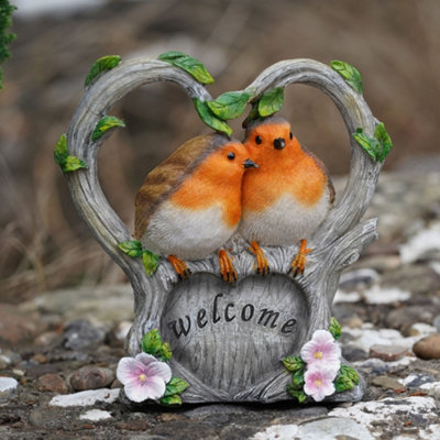 Burgess Welcome Robin Statue Home Garden British Robins Bird Sculpture Outdoor Ornament Robins Appear British Gift from B&Q