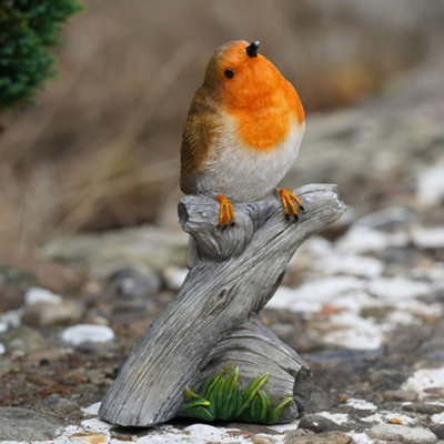 Burgess Sitting Robin Resin Statue Home Garden British Bird Sculpture Outdoor Ornament Robins Appear British Gift from B&Q
