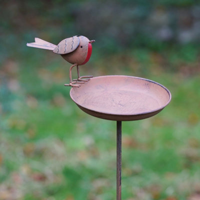 Burgess 114Cm Robin Birdbath Metal Garden Feeder Ornament British Bird Outdoor Statue Large Decoration Gift from B&Q