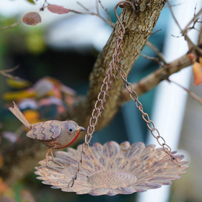 Burgess Hanging Robin Bird Feeder Metal Garden Ornament Outdoor Bath Decoration Robins British Bird Gift from B&Q