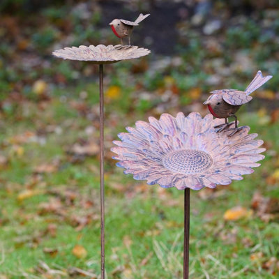 Burgess Robin Sunflower Bird Feeder Bath Metal Garden Ornament Outdoor Statue British Bird Watcher Gardening Large Gift from B&Q