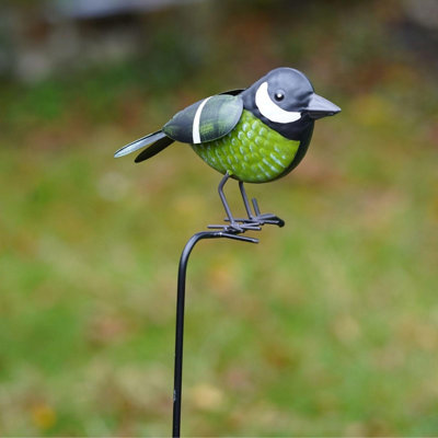 Burgess Greenfinch On Stick Metal Garden Ornament Stake Robin Statue Tin Decoration British Bird Watcher Gardening Large Gift from B&Q