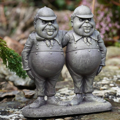 Burgess Tweedledee Tweedledum Resin Statue Alice In Wonderland Sculpture Outdoor Garden Decoration Large Home Ornament from B&Q
