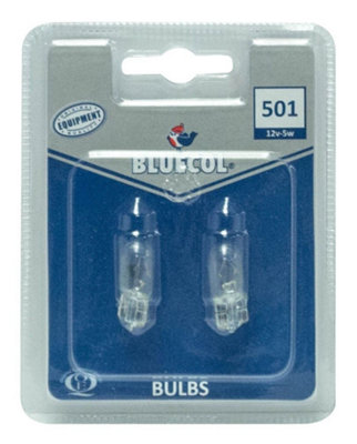 Bluecol F83729 Stop & Tail Light Bulb Twin Blister Pack 501 12V 5W Capless from B&Q
