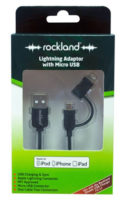 Rockland Rla006 Lightning Adaptor With Micro Usb Charge & Sync Cable For Iphone from B&Q