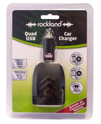 Rockland Ruc003 4-Usb Car Battery Charger For Mobile Phone Smartphone Iphone from B&Q