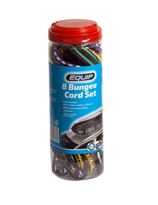 Equip Ebc004 8-Piece Bungee Cord Set Load Secure Luggage Kit Tie Down Clip Hooks from B&Q