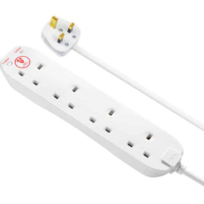 Masterplug 4 Socket Extension Lead With Surge Protection4 MetresWhite from B&Q