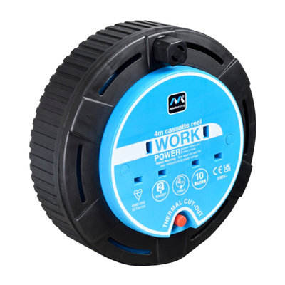 Masterplug 2 Socket Black Cable Reel4M from B&Q