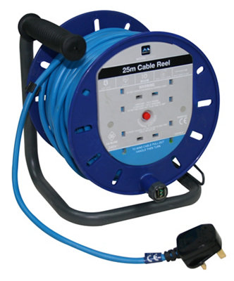 Masterplug 4 Socket Blue Cable Reel25M from B&Q