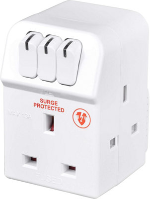 Masterplug Mswrg3 Three Socket Surge Protected Adapter Wth Individual Switches from B&Q