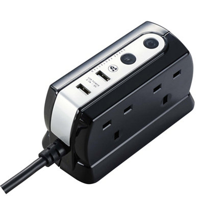 Masterplug Surge Black 4 Socket Extension Lead With Usb2M from B&Q
