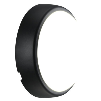 B&Q -  Fixed Matt Black & White Mains-Powered Led Outdoor Bulkhead Wall Light 450Lm (Dia)16Cm