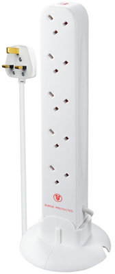 B&Q -  Srgtow10210-Bd 10 Socket 13A Surge Protected White Extension Lead2M