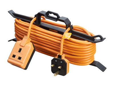 Masterplug Outdoor 1 Socket Unswitched Extension Lead, 15M Orange