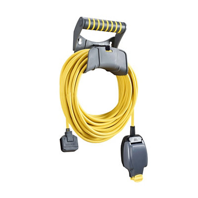 Masterplug Exu1513/1Ipy/Cht-Bd Ip54 Rated 1 Socket 13A & Extension Lead, 15M Grey/Yellow