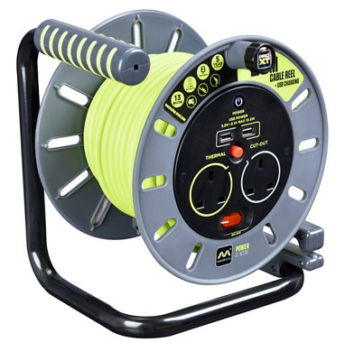 Masterplug 2 Socket Cable Reel With Usbs20M from B&Q