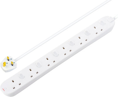 B&Q -  Swc62N-Bd 6 Socket 13A Switched White Extension Lead2M