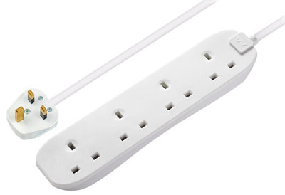 Masterplug Bfg110N-Bd 4 Socket 13A White Extension Lead1M from B&Q