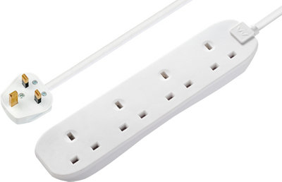 Masterplug Bfg3N-Bd 4 Socket 13A White Extension Lead3M from B&Q