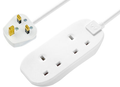 Masterplug Btg3N-Bd 2 Socket 13A White Extension Lead3M from B&Q
