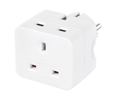 Masterplug 13A White Uk To Eu Travel Adaptor from B&Q