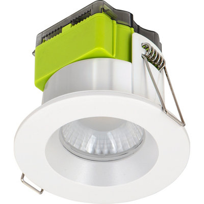 Luceco Ftype Mk2 Matt White Fixed Led Fire-Rated Warm White Downlight 6W Ip65 from B&Q