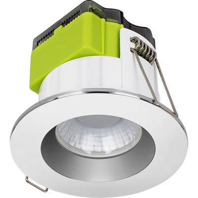Luceco Ftype Mk2 Polished Chrome Effect Fixed Led Fire-Rated Cool & Warm Downlight 6W Ip65 from B&Q
