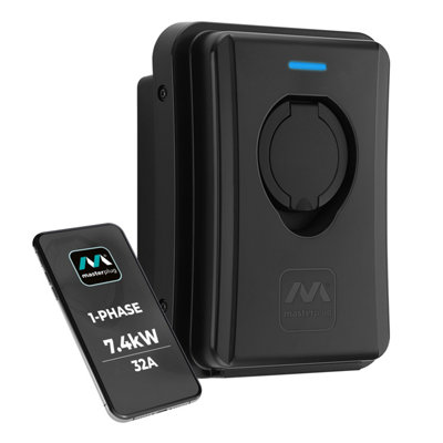 B&Q -  Socketed Type 2 Smart Ev Wall Charger Mode 3 Black 7.4Kw