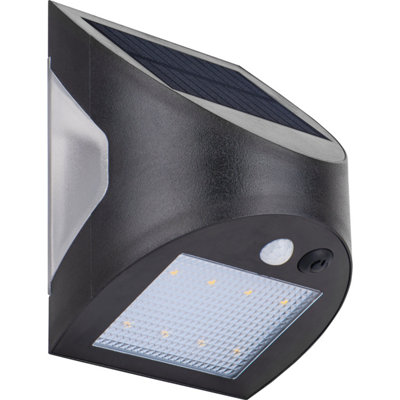 B&Q -  Prysm Black Battery & Solar-Powered Led 3W Pir With Motion Sensor Square Outdoor Wall Light