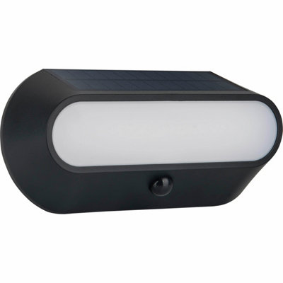 Luceco Carina Bulkhead Non-Adjustable Black Solar-Powered Led 5W Pir With Motion Sensor Oval Outdoor Wall Light from B&Q