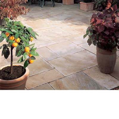Bradstone Natural Sandstone Fossil Buff Sandstone Paving Set15.3M² Pack Of 48 from B&Q
